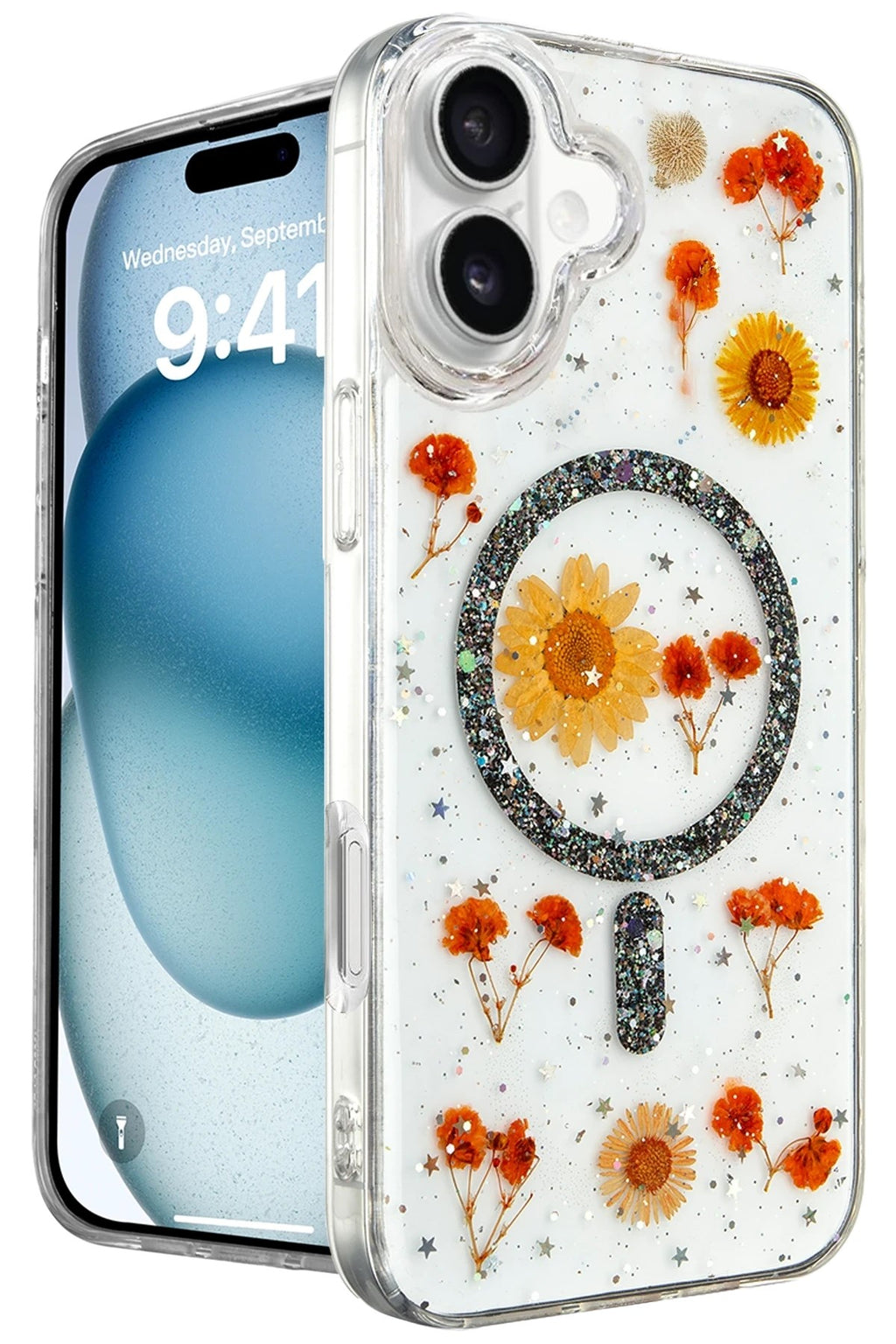 Mey İthalat® iPhone 16 Kılıf Daisy Simli Magsafe Kapak - Siyah
