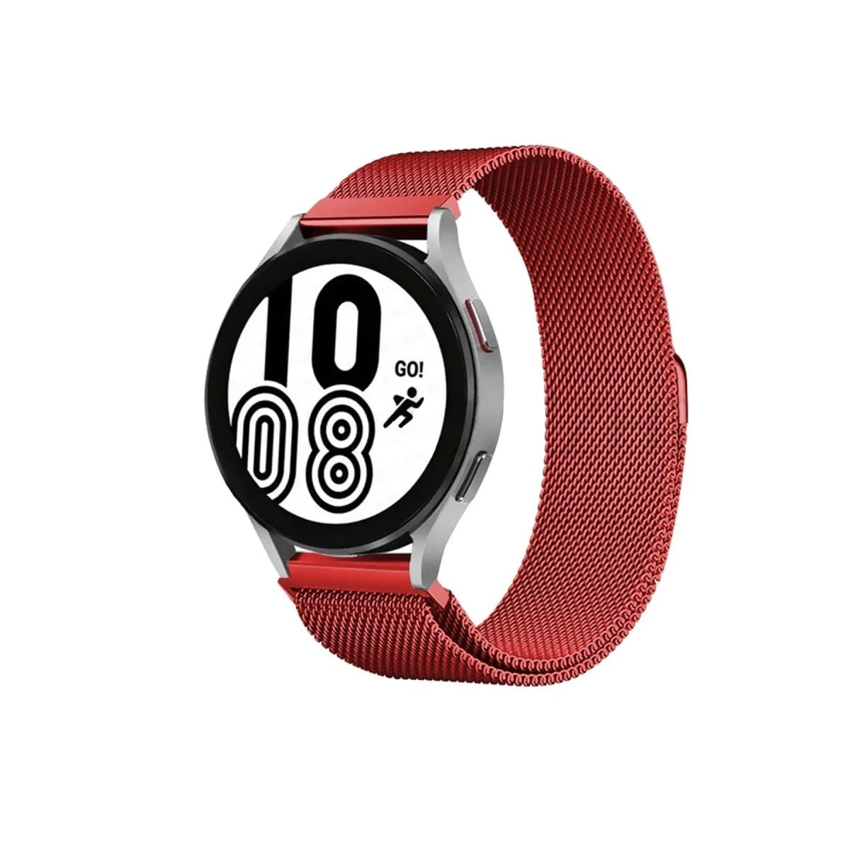 Mey İthalat® Samsung Galaxy Watch 4 Metal Mıknatıslı Kordon - Kırmızı