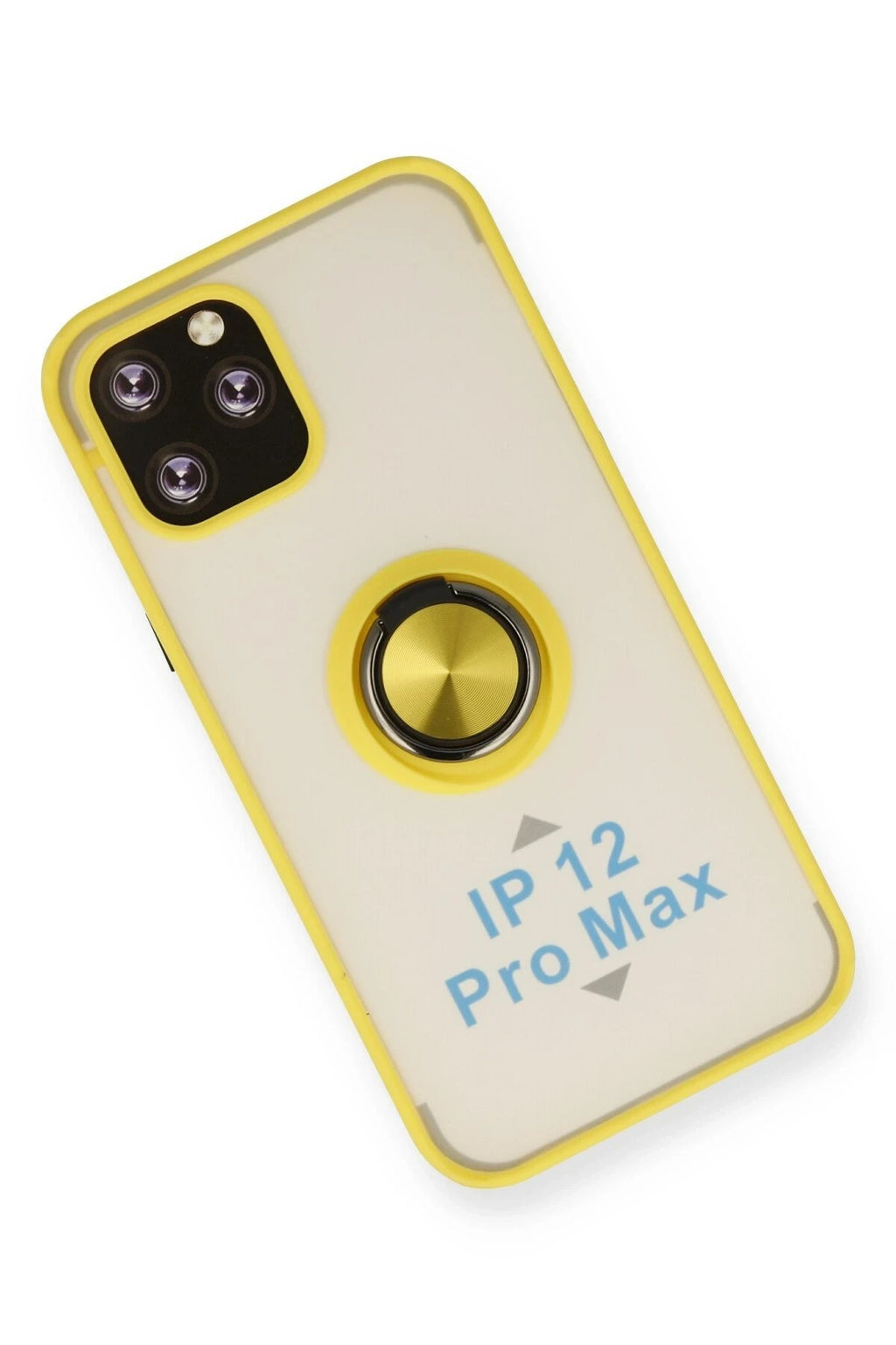 Mey İthalat® iPhone 12 Pro Kılıf Montreal Yüzüklü Silikon Kapak - Sarı