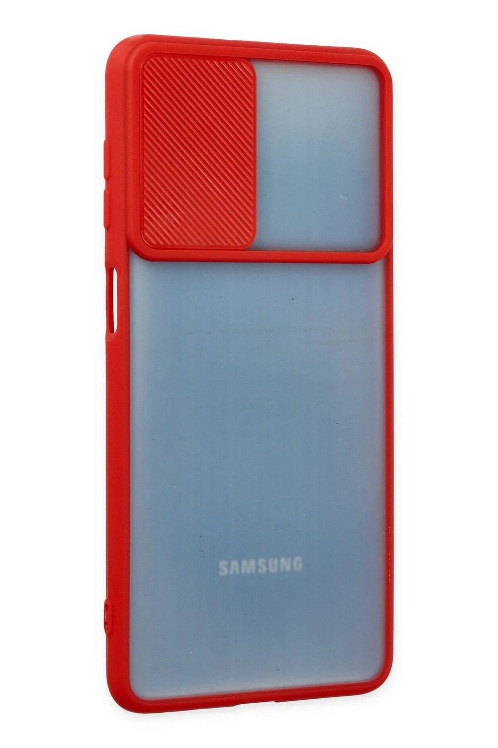 Mey İthalat® Samsung Galaxy M52 5G Kılıf Palm Buzlu Kamera Sürgülü Silikon - Kırmızı