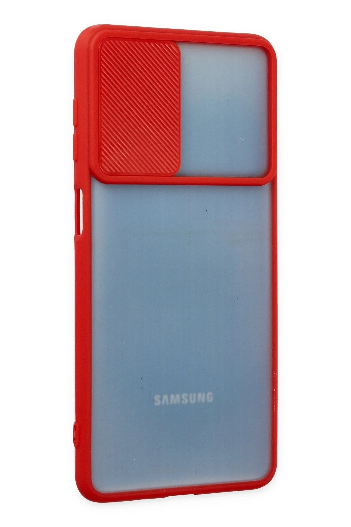 Mey İthalat® Samsung Galaxy M52 5G Kılıf Palm Buzlu Kamera Sürgülü Silikon - Kırmızı