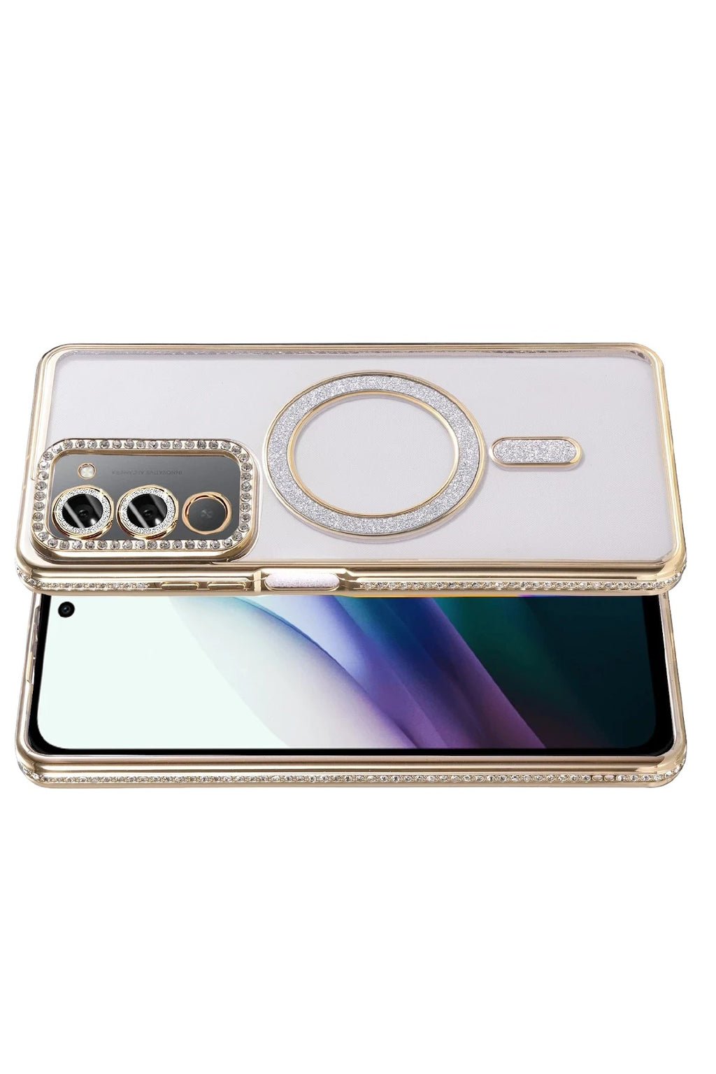 Mey İthalat® Redmi 15 4G Joke Simli Magneticsafe Kılıf - Gold