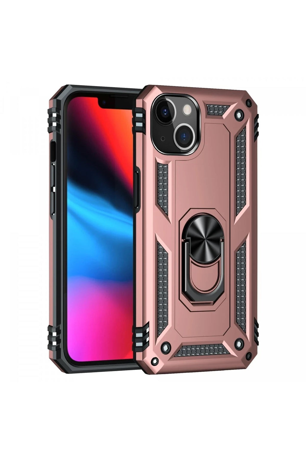 Mey İthalat® iPhone 14 Plus Kılıf Sofya Yüzüklü Silikon Kapak - Rose