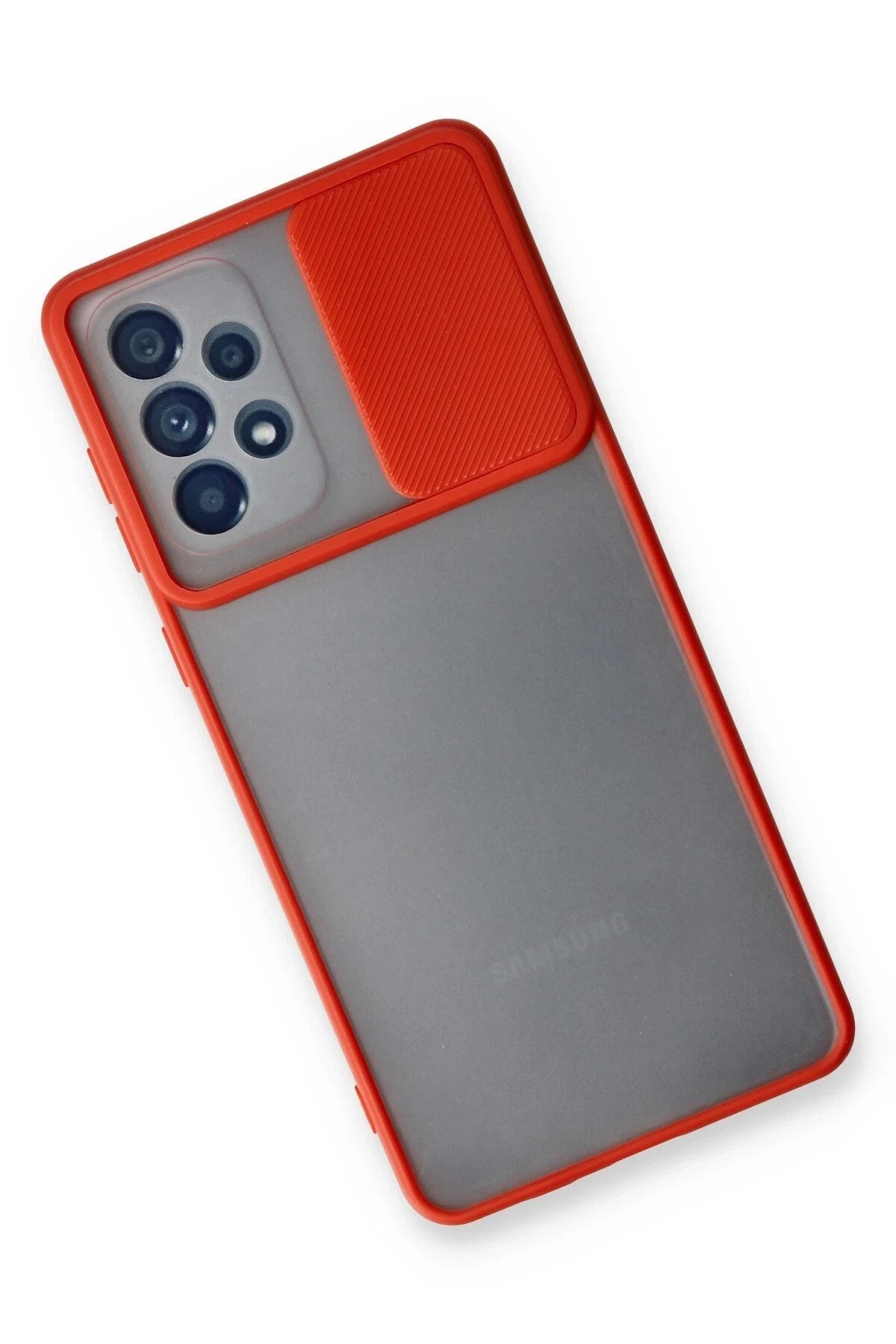 Mey İthalat® Samsung Galaxy A53 5G Kılıf Palm Buzlu Kamera Sürgülü Silikon - Kırmızı