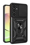 Mey İthalat® Samsung Galaxy A35 5G Kılıf Pars Lens Yüzüklü Silikon - Siyah