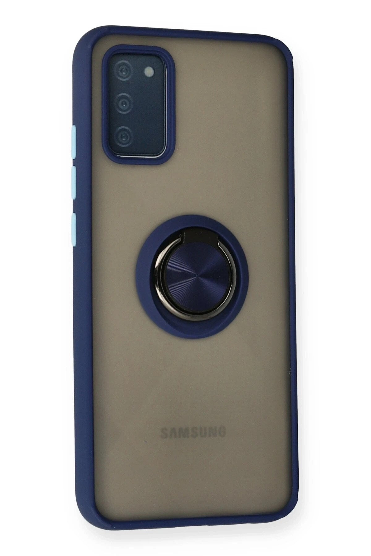 Mey İthalat® Samsung Galaxy A02S Kılıf Montreal Yüzüklü Silikon Kapak - Lacivert