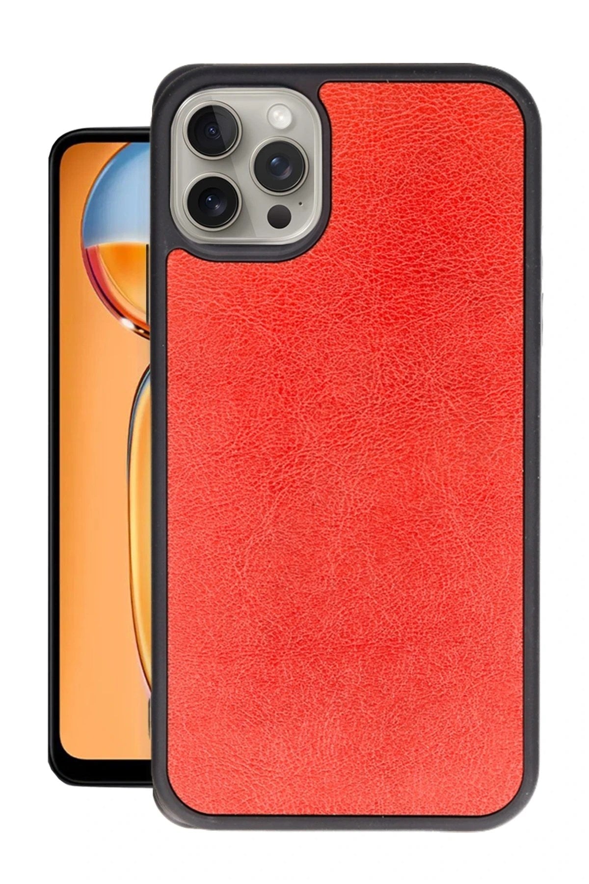 Mey İthalat® iPhone 14 Pro Max Kılıf Aras Deri Kapak - Kırmızı