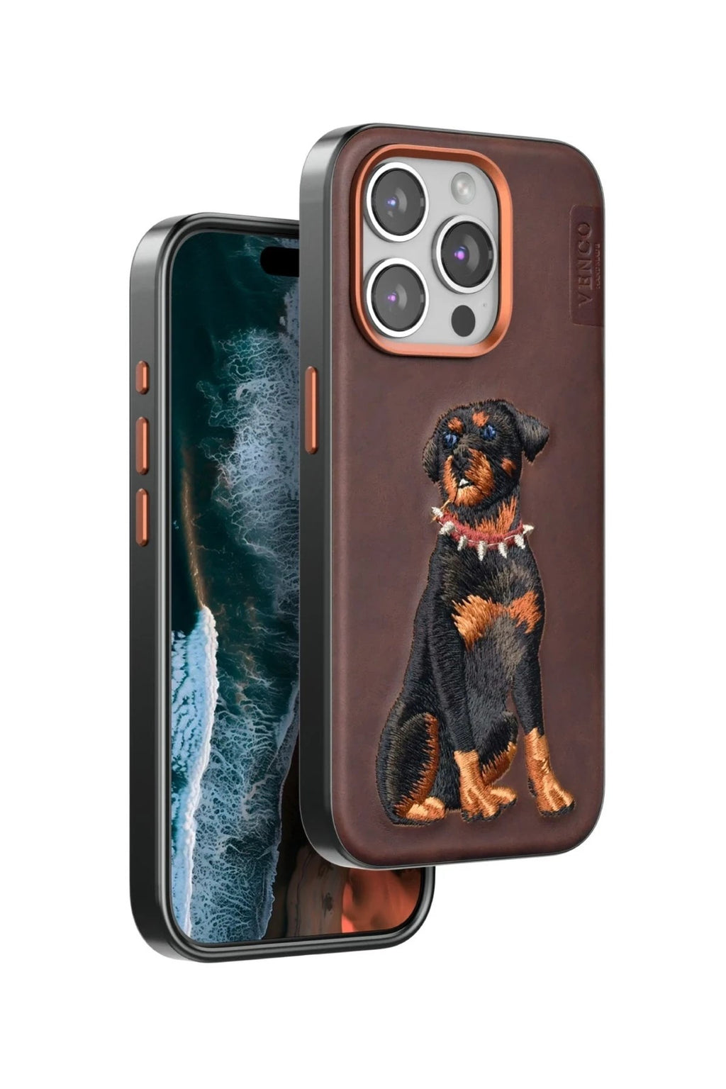 Mey İthalat® iPhone 15 Pro Perma Desenli Kapak - Koyu Kahve