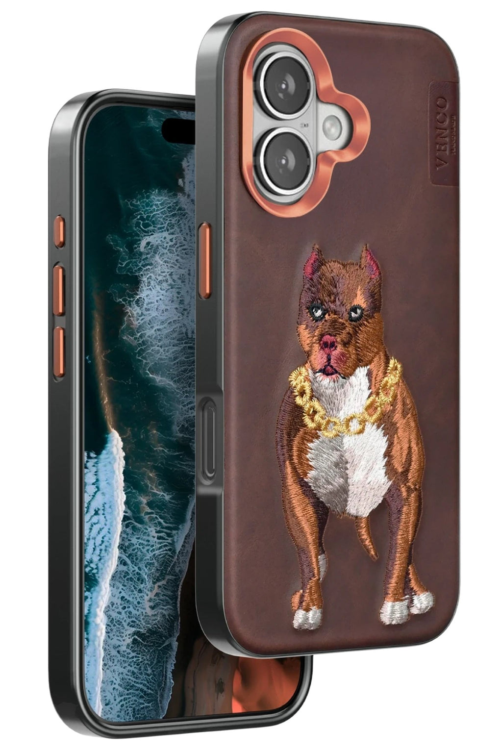 Mey İthalat® iPhone 16 Perma Desenli Kapak - Kahverengi