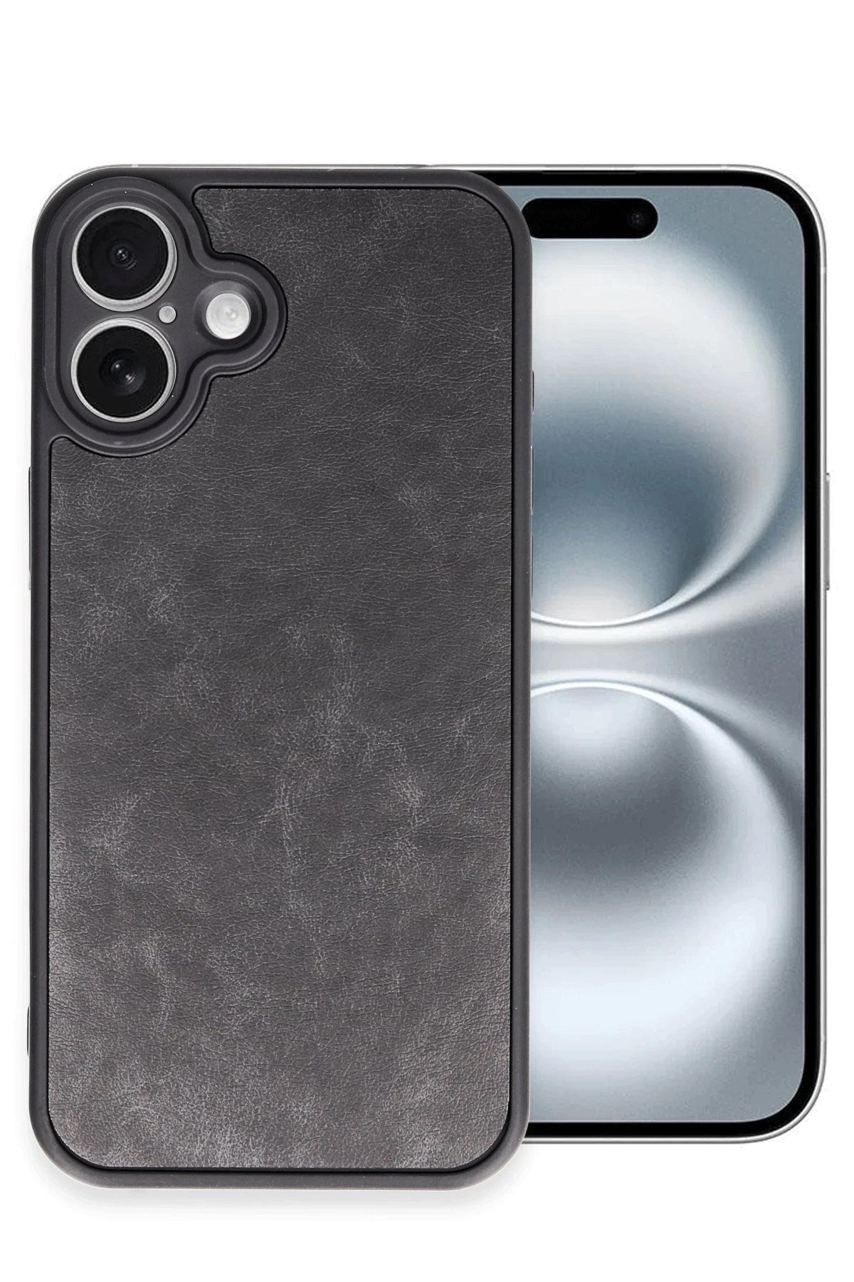 Mey İthalat® iPhone 16 Plus Kılıf Aras Deri Kapak - Siyah