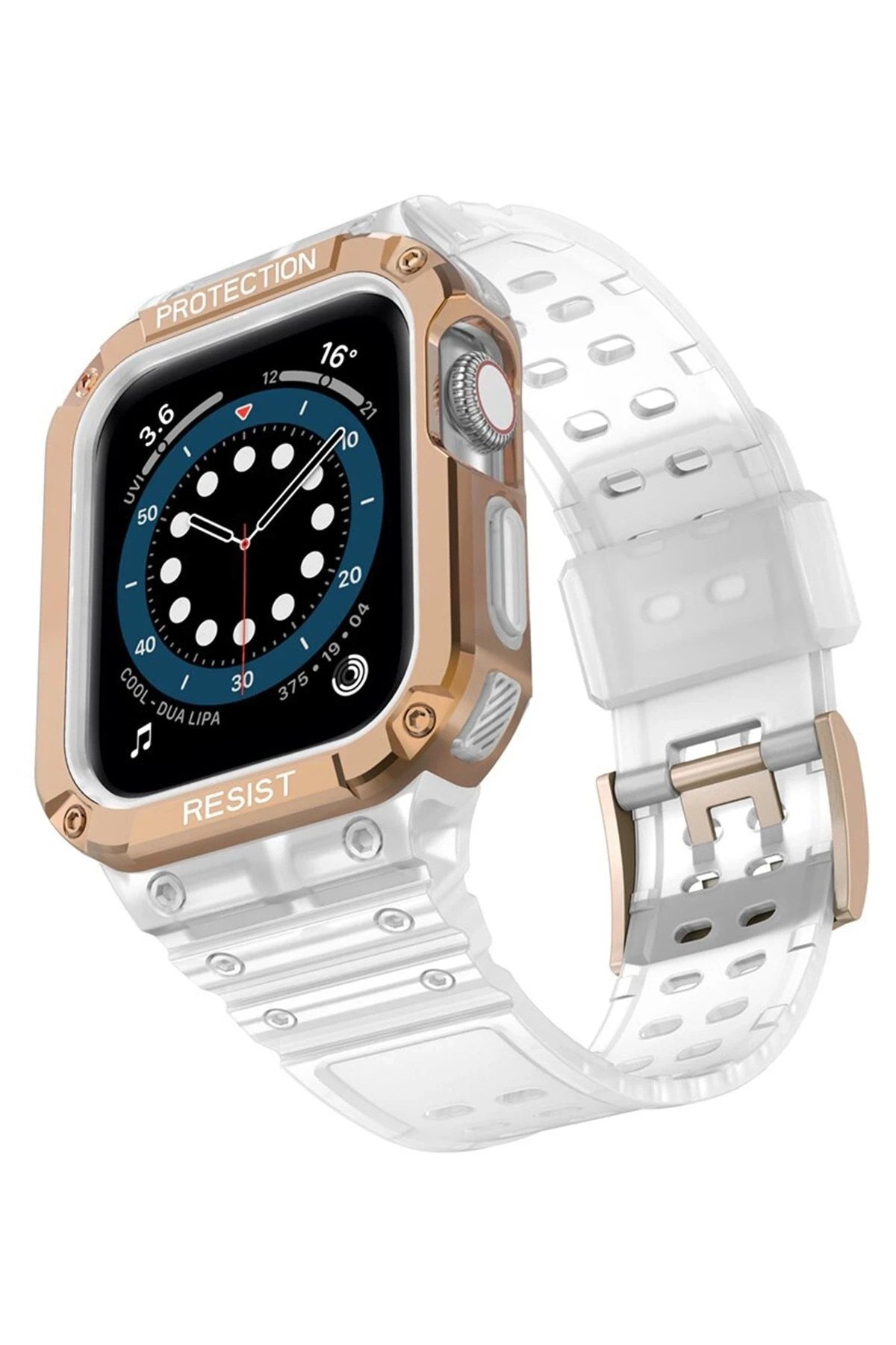 Mey İthalat® Watch 42mm KR401 Silikon Kordon - Beyaz-Rose