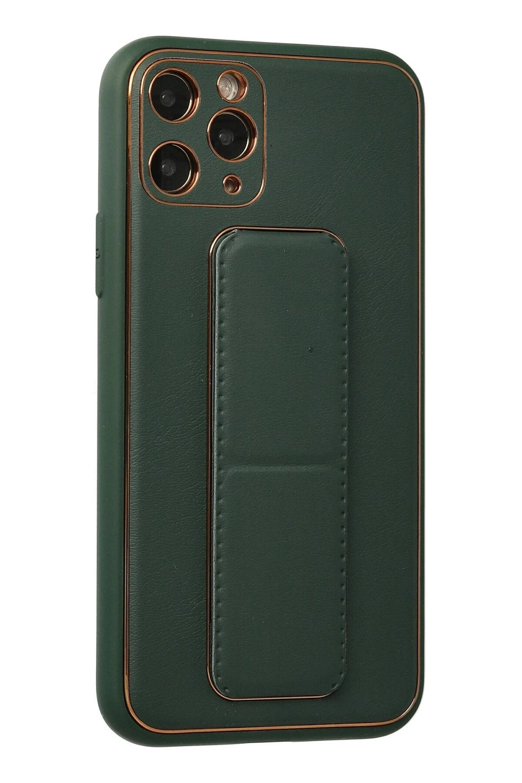 Mey İthalat® iPhone 11 Pro Kılıf Coco Deri Standlı Kapak - Yeşil