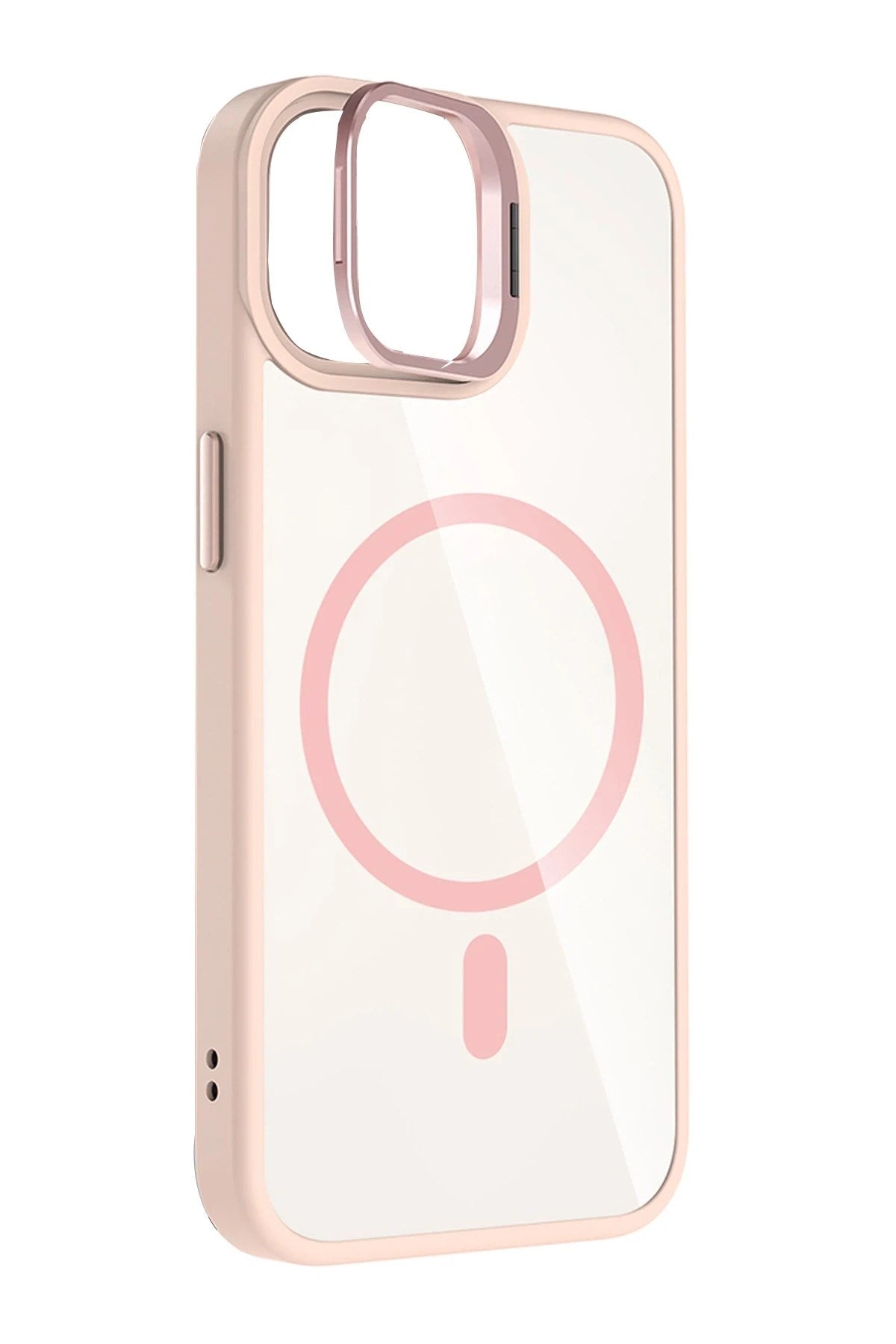 Mey İthalat® iPhone 11 Remim Lensli Magsafe Standlı Kapak - Pembe