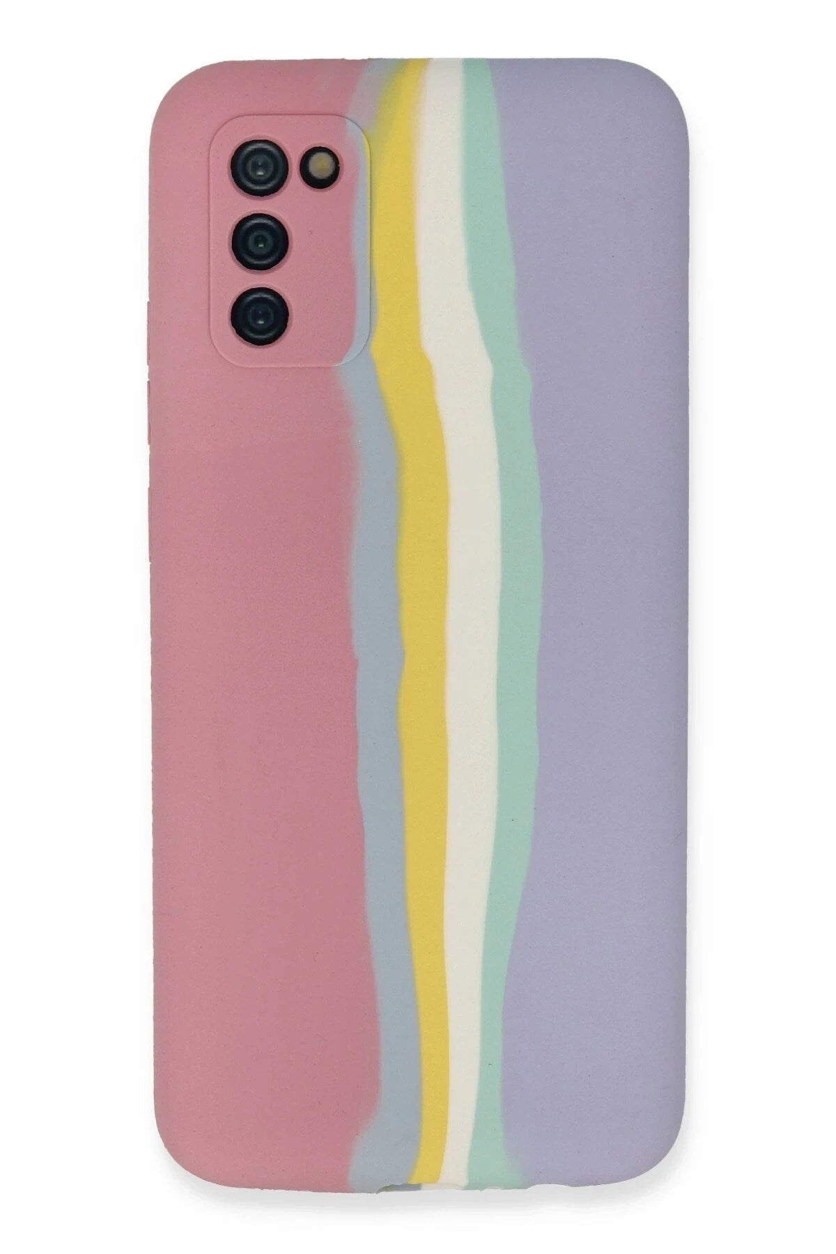 Mey İthalat® Samsung Galaxy A03S Kılıf Ebruli Lansman Silikon - Pembe-Lila