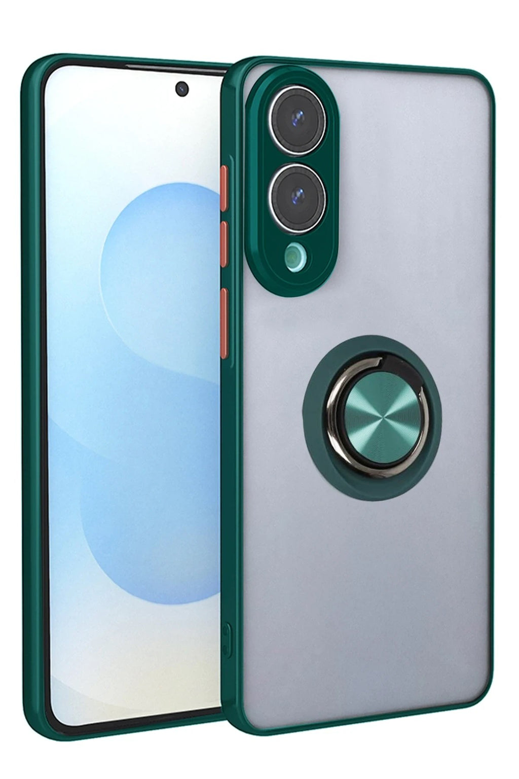 Mey İthalat® Samsung Galaxy S25 Edge Kılıf Montreal Yüzüklü Silikon Kapak - Yeşil