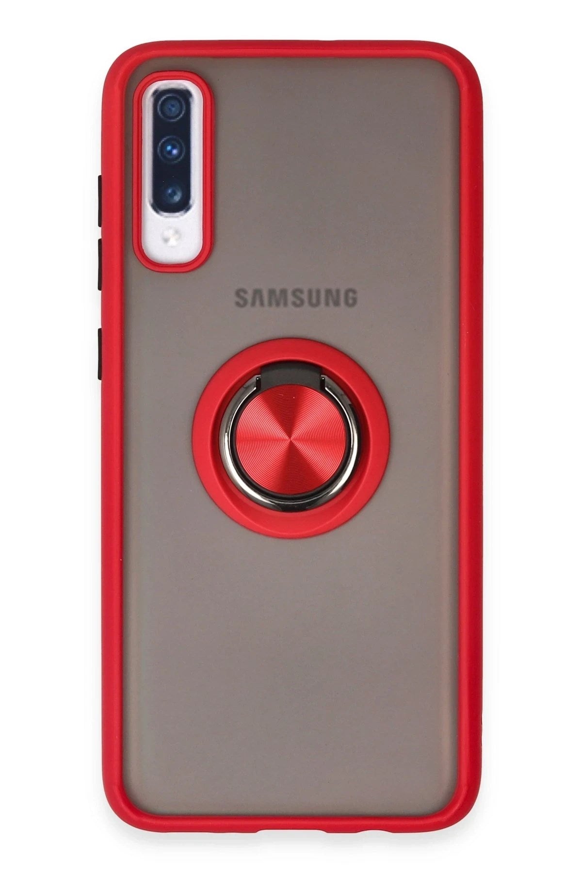 Mey İthalat® Samsung Galaxy A70 Kılıf Montreal Yüzüklü Silikon Kapak - Kırmızı