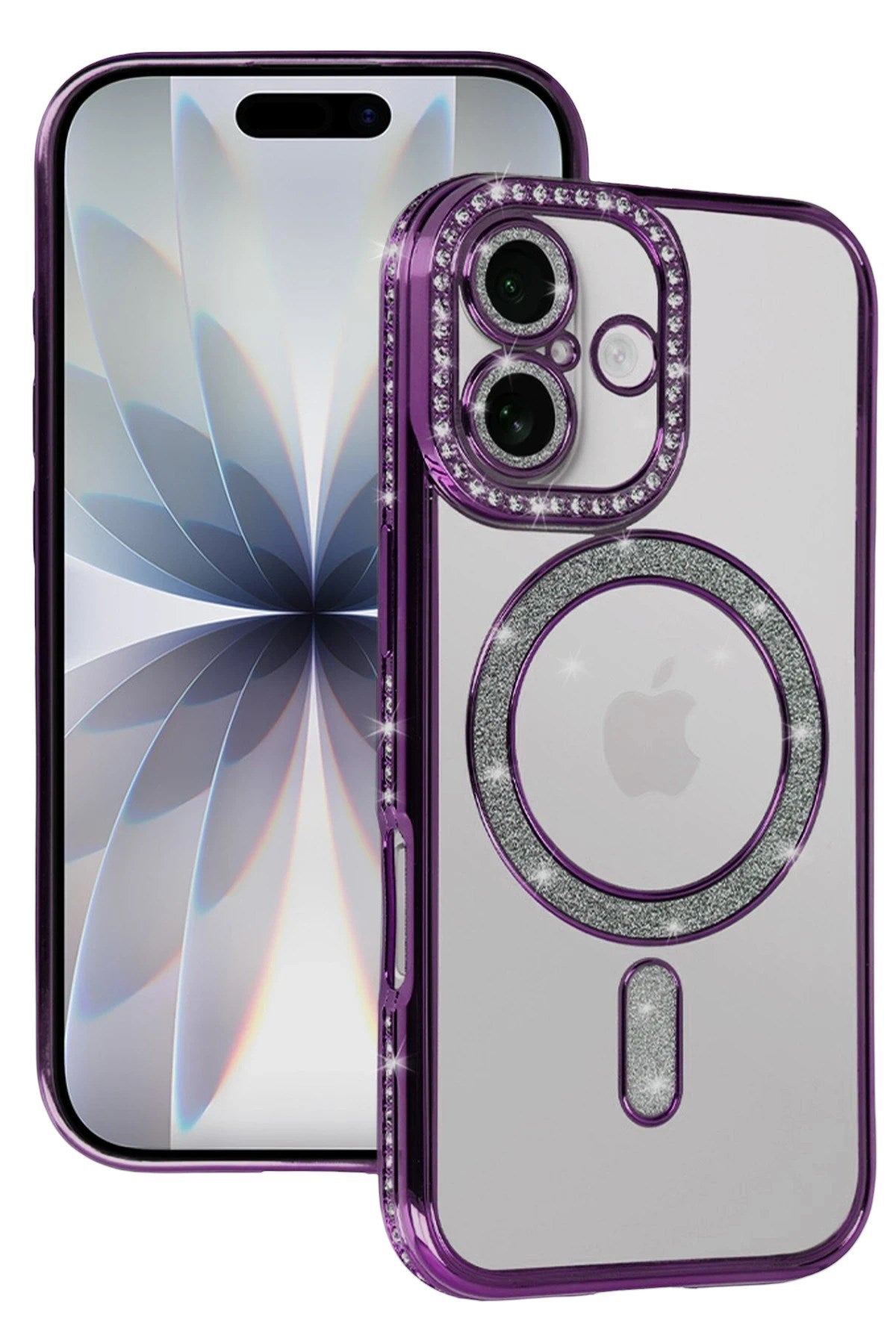 Mey İthalat® iPhone 17 Joke Simli Magneticsafe Kılıf - Derin Mor
