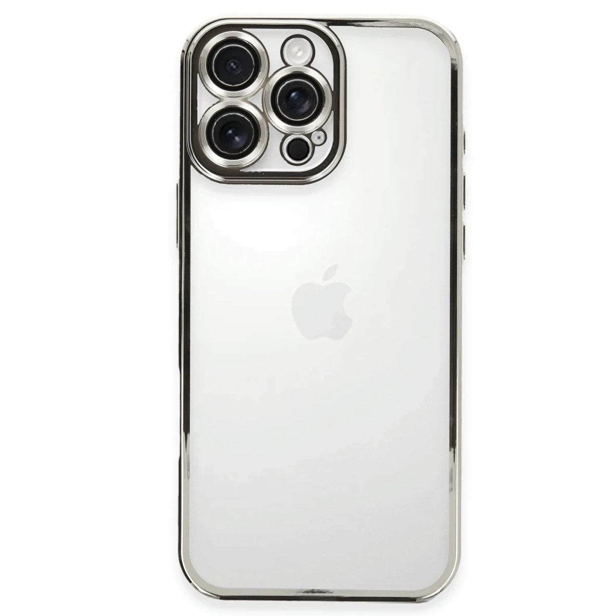 Mey İthalat® iPhone 16 Pro Kılıf Lensli Silikon - Gümüş