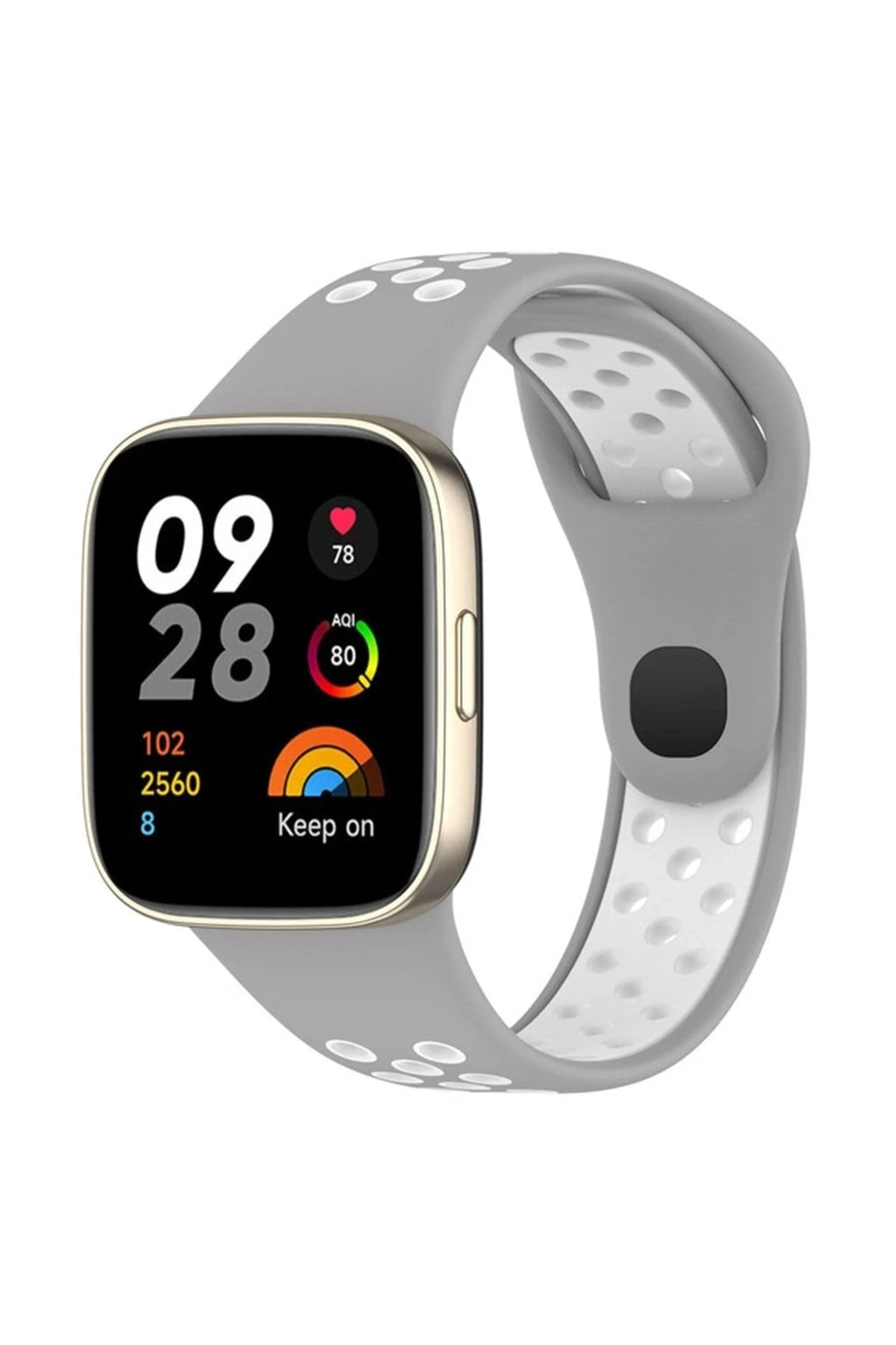 Mey İthalat® Redmi Watch 3 Spor Delikli Kordon - Gri-Beyaz