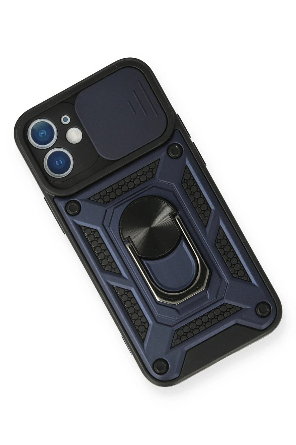 Mey İthalat® iPhone 12 Mini Kılıf Pars Lens Yüzüklü Silikon - Lacivert