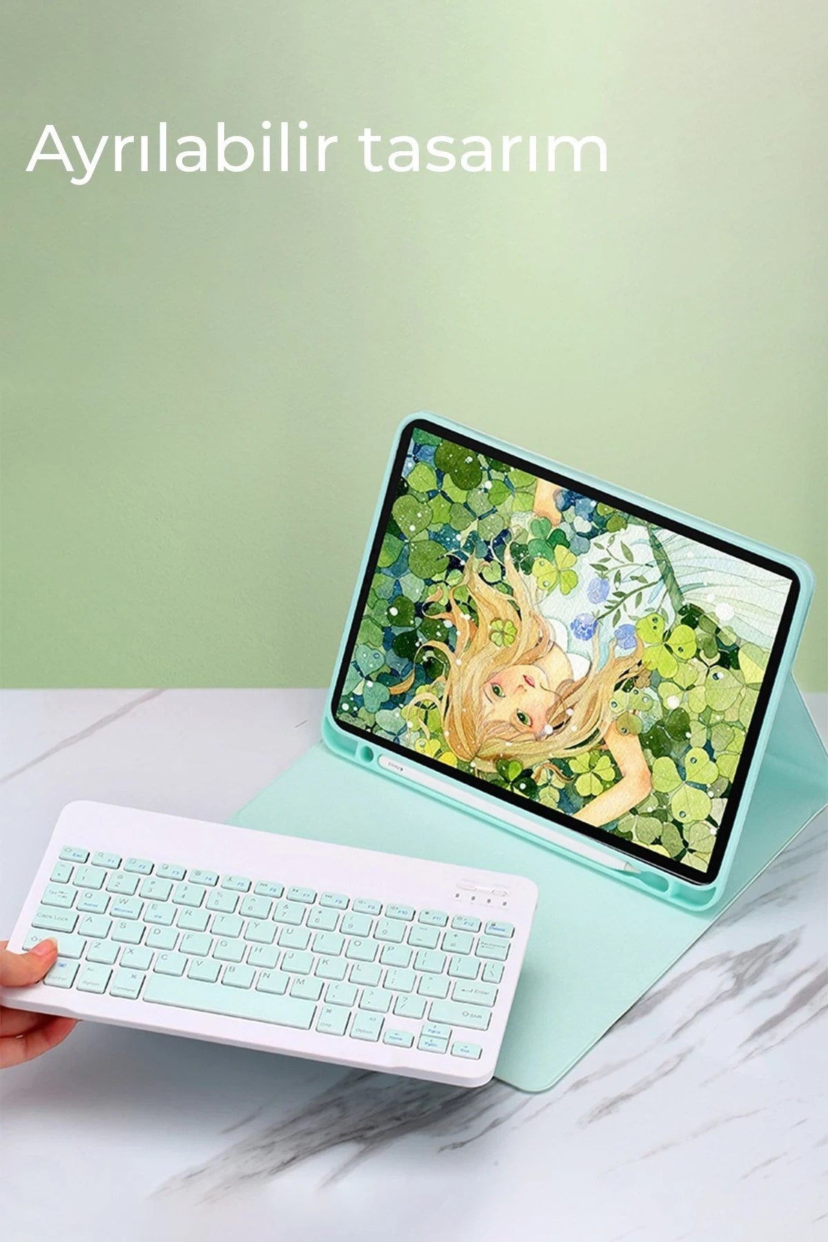 Mey İthalat® Samsung Galaxy X200 Tab A8 10.5 Kılıf KC01 Smart Klavyeli Tablet Kılıfı - Siyah