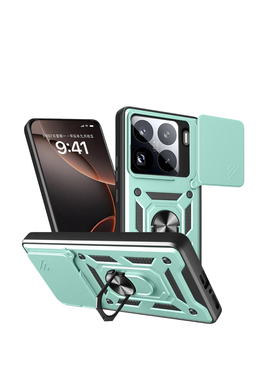 Mey İthalat® Mi 15 Pro Kılıf Pars Lens Yüzüklü Silikon - Yeşil