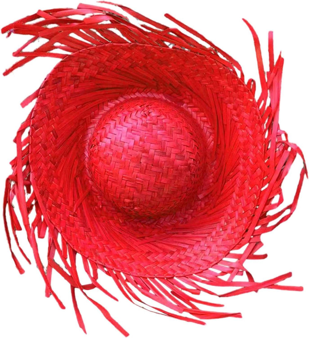 Mey İthalat® Tropikal Parti Kırmızı Hasır Hawaii Şapkası 13x36 cm