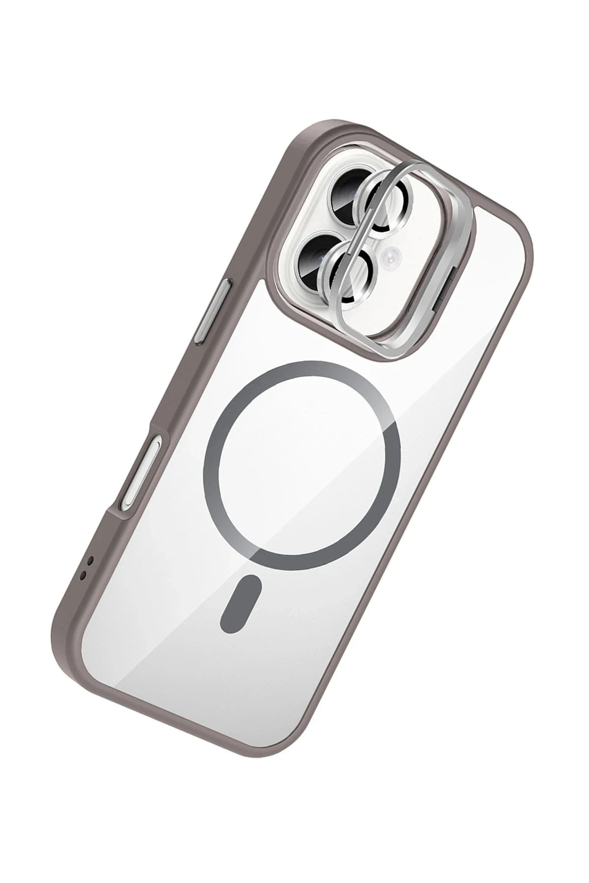 Mey İthalat® iPhone 17 Remim Lensli Magsafe Standlı Kapak - Titan Gri