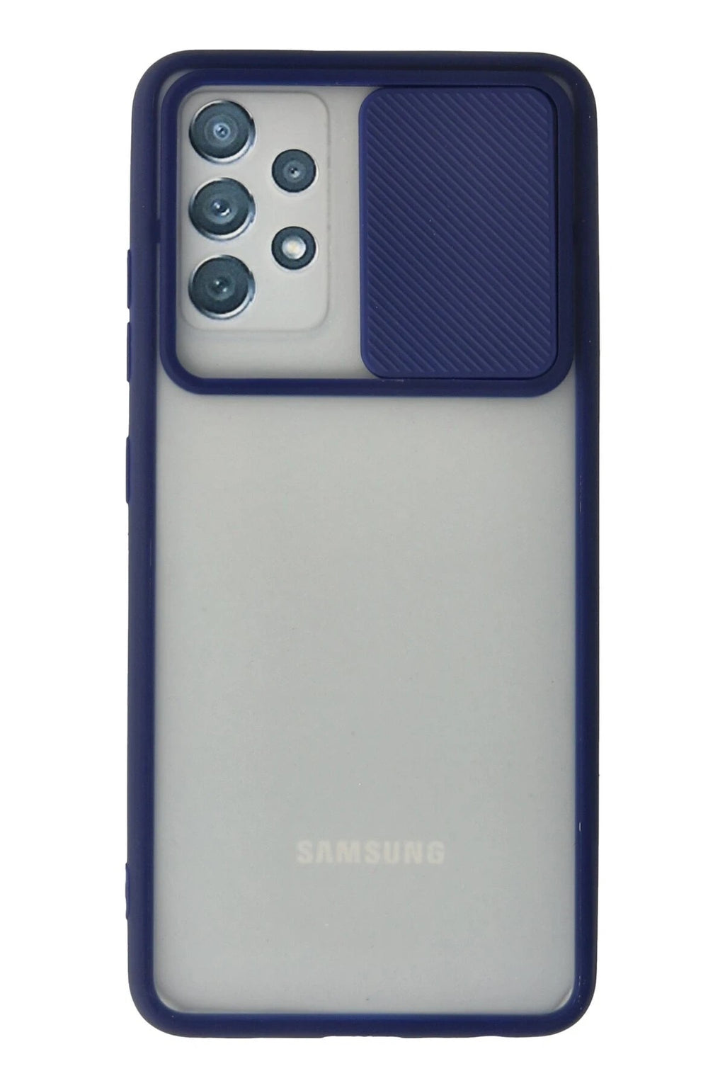 Mey İthalat® Samsung Galaxy A72 Kılıf Palm Buzlu Kamera Sürgülü Silikon - Lacivert