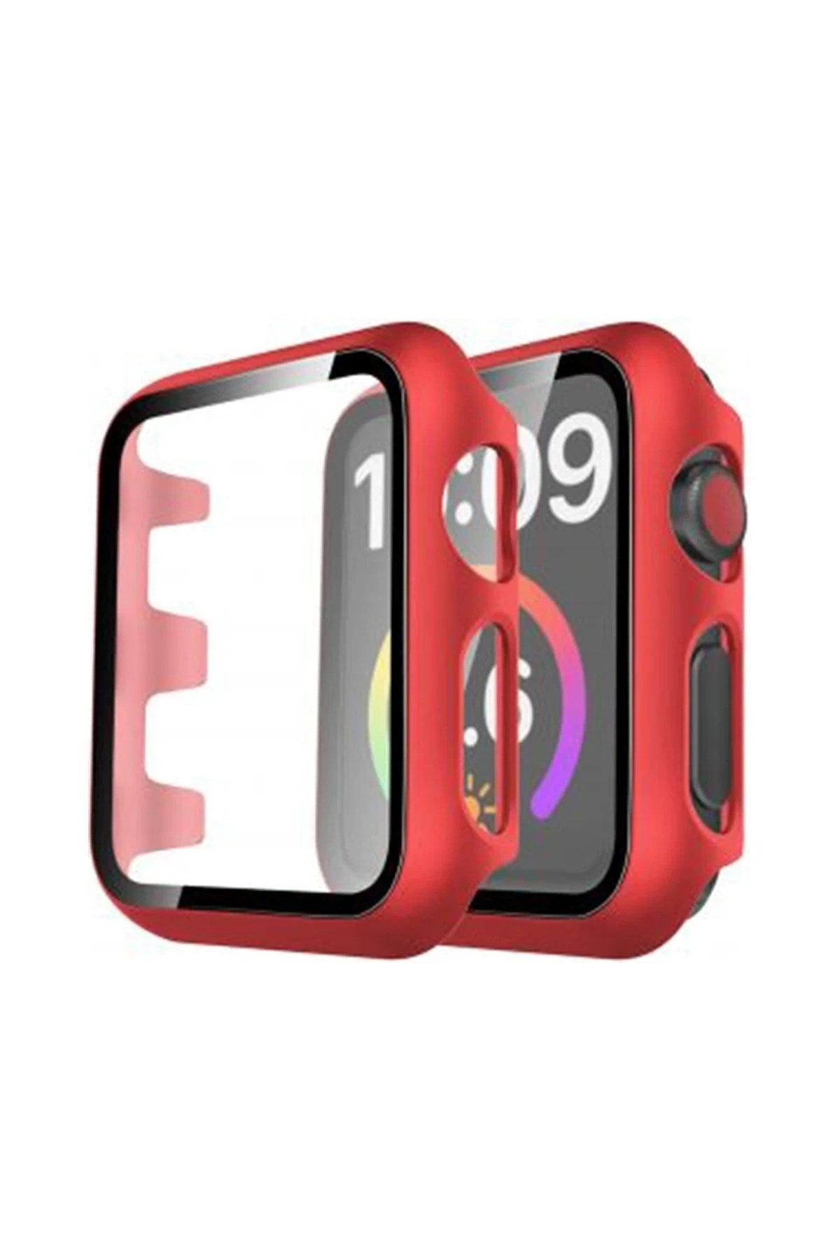 Mey İthalat® Watch 44mm Camlı Kasa Ekran Koruyucu - Kırmızı