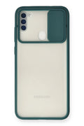 Mey İthalat® Samsung Galaxy A11 Kılıf Palm Buzlu Kamera Sürgülü Silikon - Yeşil