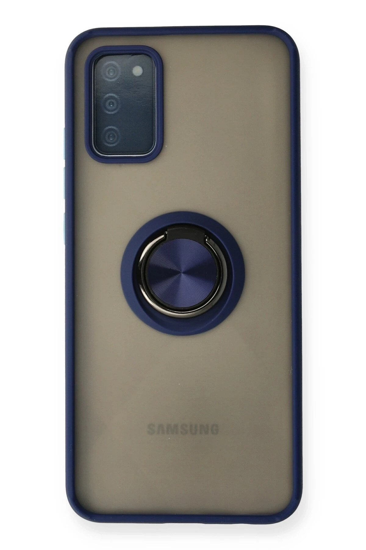 Mey İthalat® Samsung Galaxy A02S Kılıf Montreal Yüzüklü Silikon Kapak - Lacivert