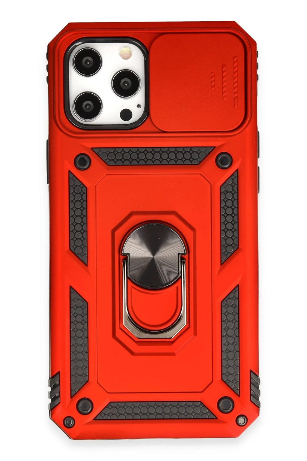 Mey İthalat® iPhone 12 Pro Max Kılıf Pars Lens Yüzüklü Silikon - Kırmızı