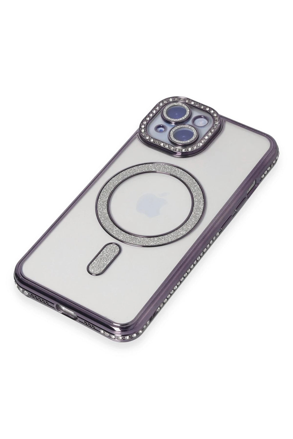 Mey İthalat® iPhone 14 Kılıf Joke Simli Magneticsafe Kılıf - Derin Mor