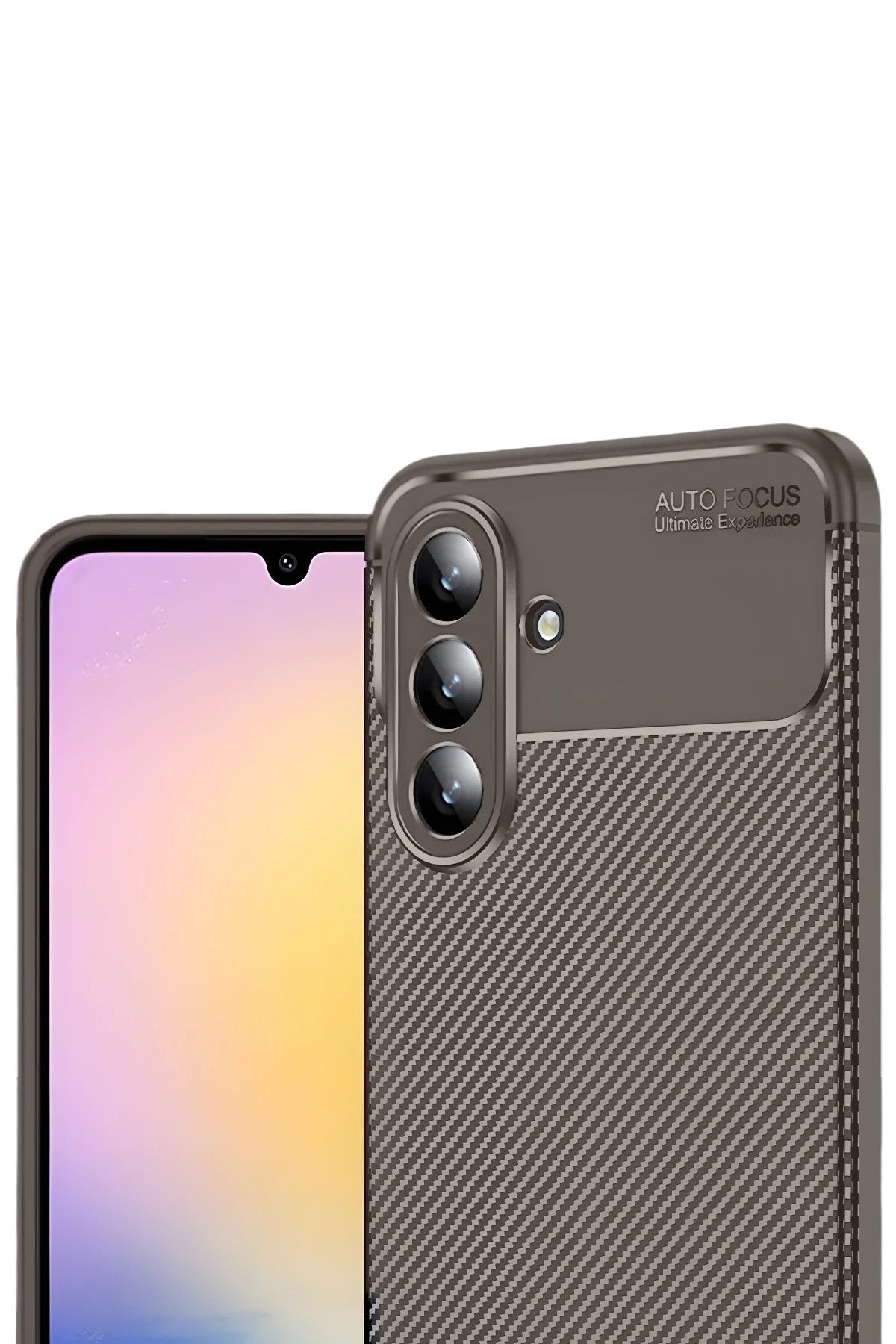 Mey İthalat® Samsung Galaxy S25 FE Auto Focus Karbon Kapak - Kahverengi