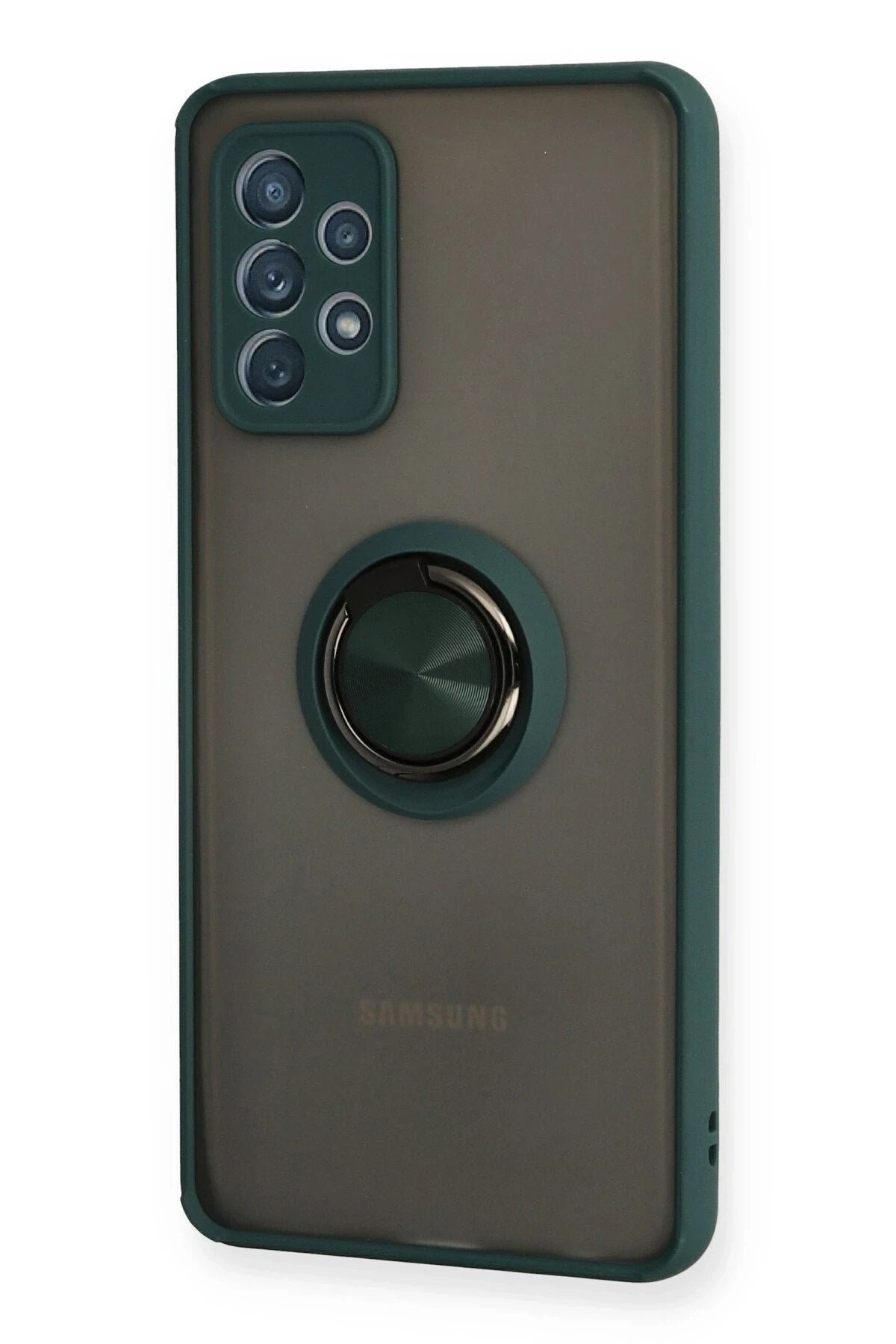 Mey İthalat® Samsung Galaxy A72 Kılıf Montreal Yüzüklü Silikon Kapak - Yeşil