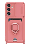 Mey İthalat® Samsung Galaxy S25 Plus Kılıf Zuma Kartvizitli Yüzüklü Silikon - Pembe