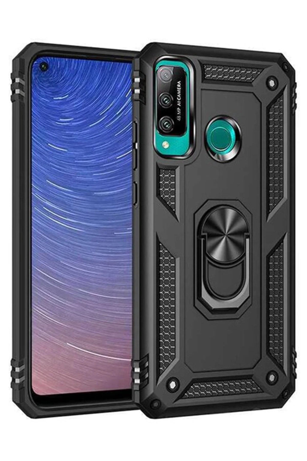 Mey İthalat® Huawei P40 Lite E Kılıf Sofya Yüzüklü Silikon Kapak - Siyah