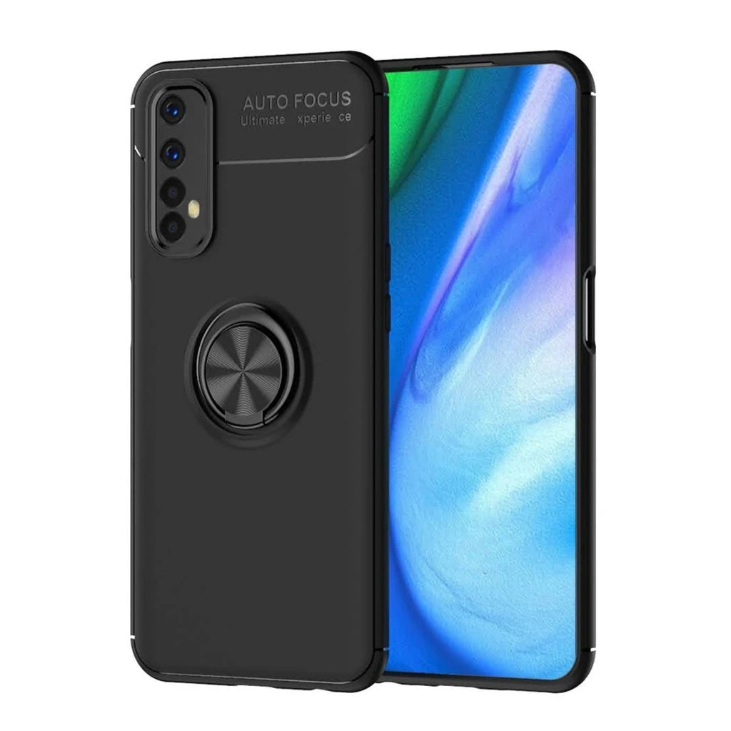Mey İthalat® Realme 7 Kılıf Range Yüzüklü Silikon - Siyah