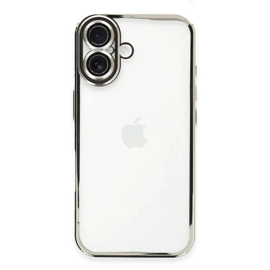 Mey İthalat® iPhone 16 Plus Kılıf Lensli Silikon - Gümüş