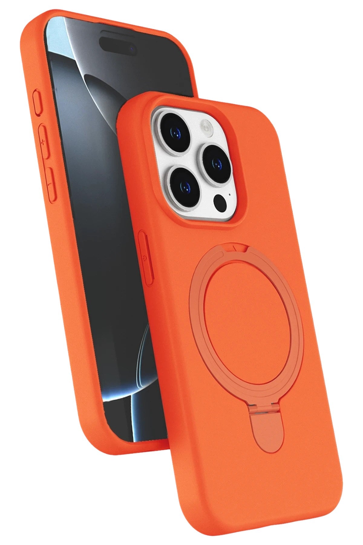 Mey İthalat® iPhone 14 Pro Max Regal Magsafe Standlı Kapak - Turuncu