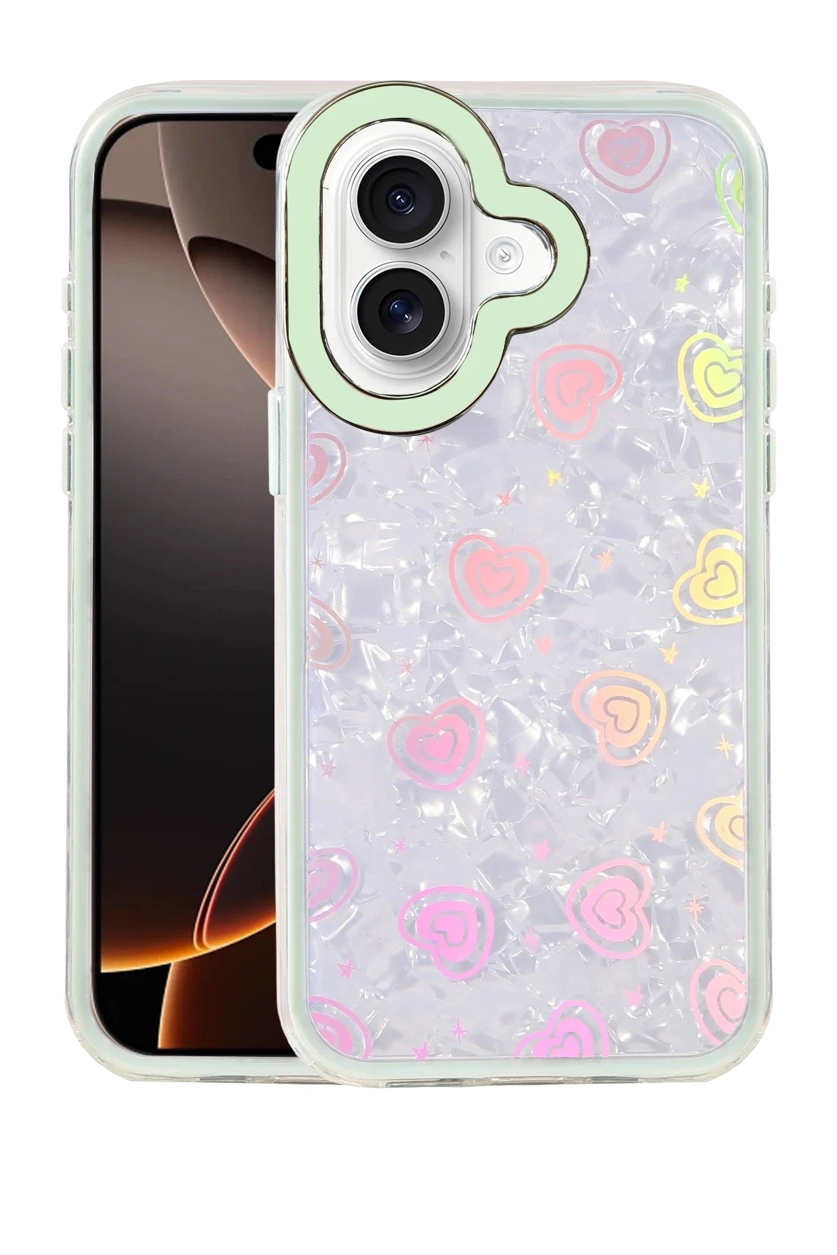 Mey İthalat® iPhone 16 Lumi Desenli Kapak - Yeşil
