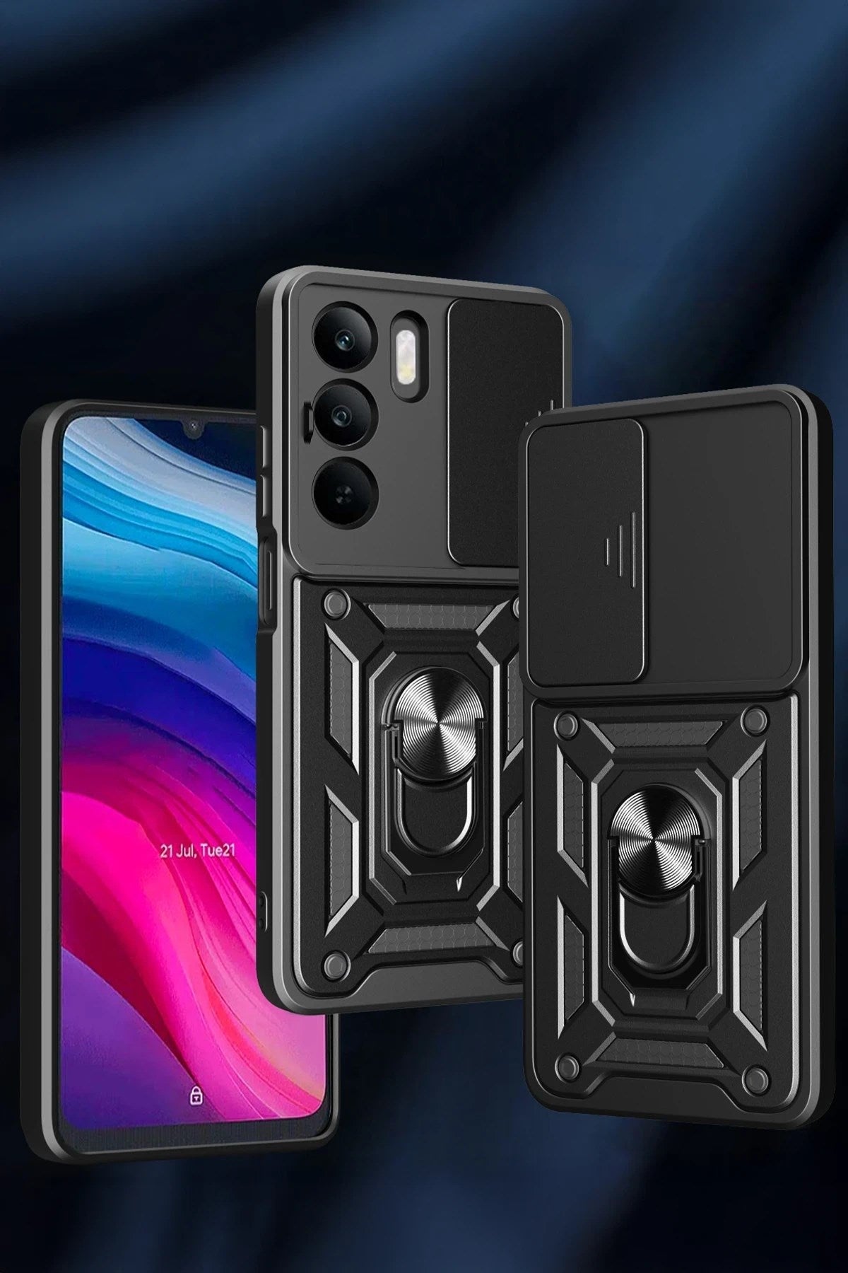 Mey İthalat® Realme C75 4G Kılıf Pars Lens Yüzüklü Silikon - Siyah
