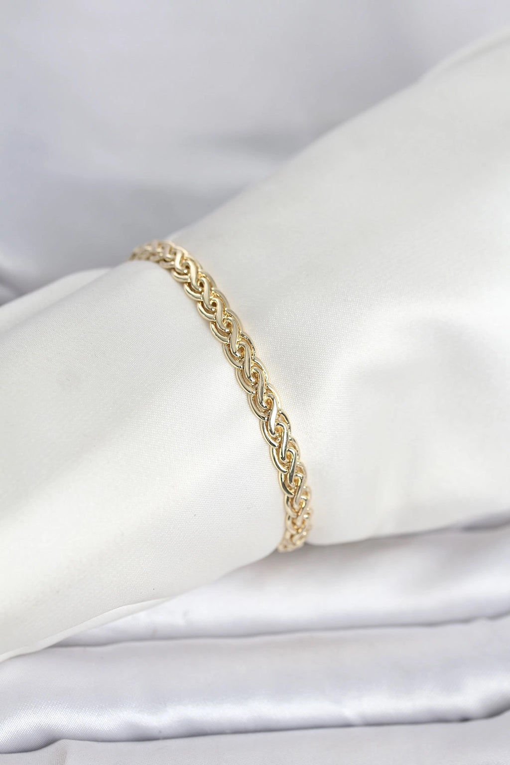 Mey İthalat® CM 14K Gold Renk Sarmal Zincir Model Kadın Bileklik