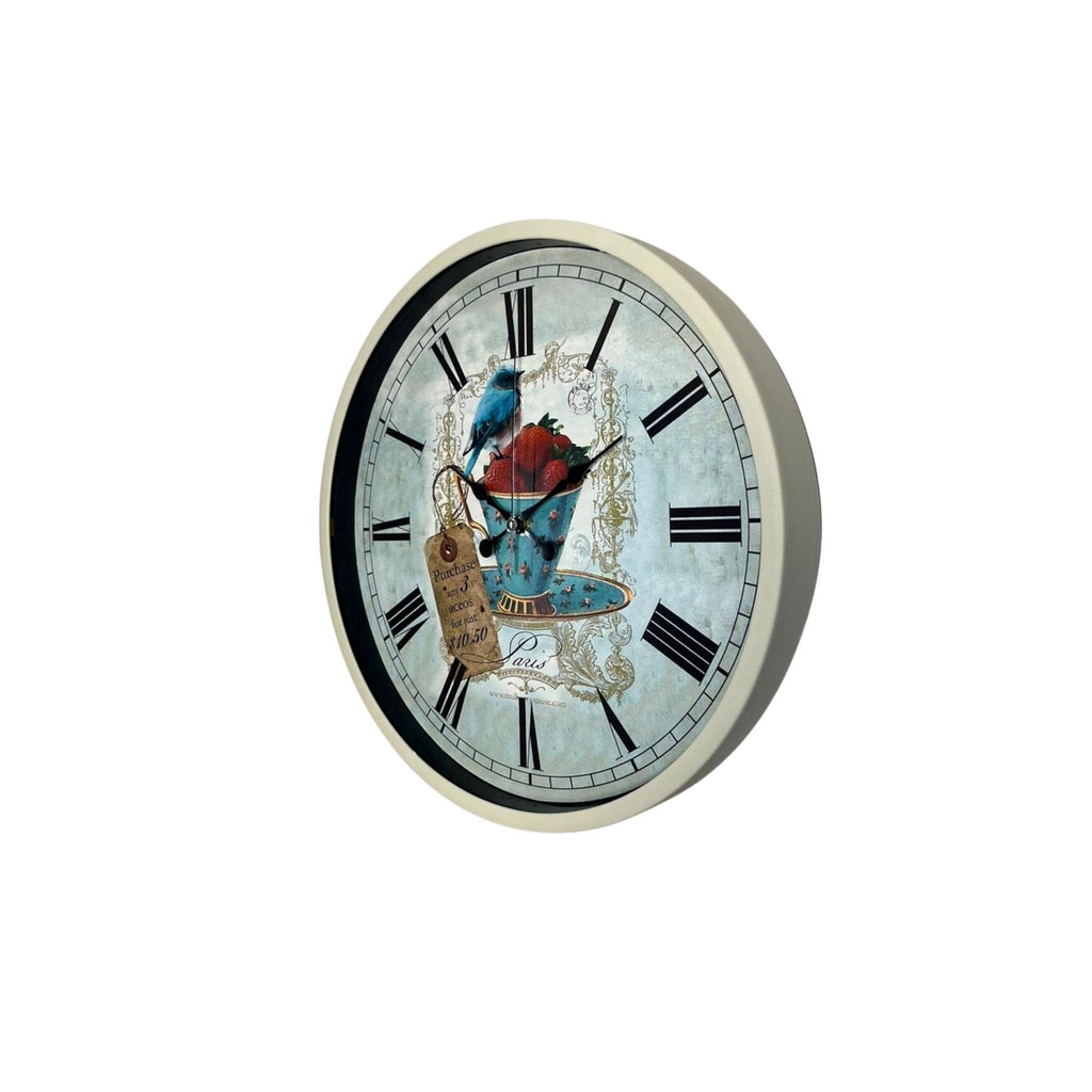 Krem 36 Cm Paris Strawberry Bird Duvar Saati