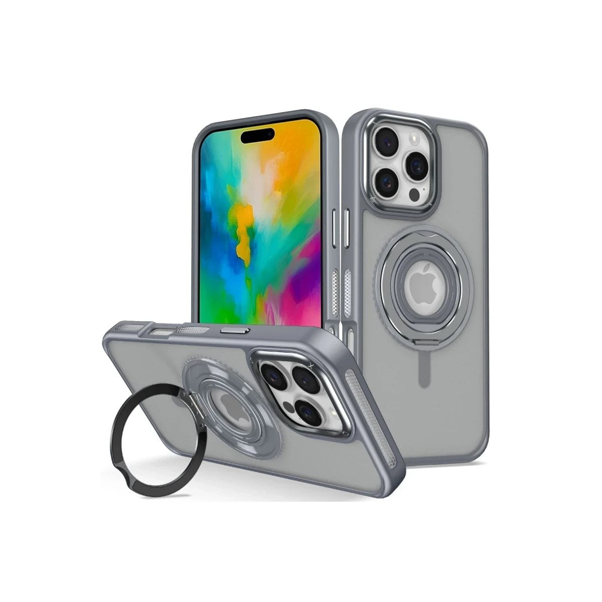 Mey İthalat® iPhone 16 Pro Banza Magsafe Standlı Kapak - Titan Gri