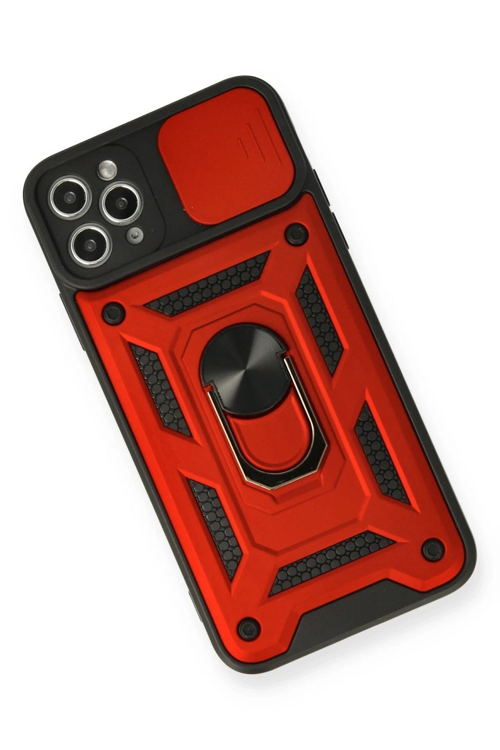 Mey İthalat® iPhone 11 Pro Kılıf Pars Lens Yüzüklü Silikon - Kırmızı
