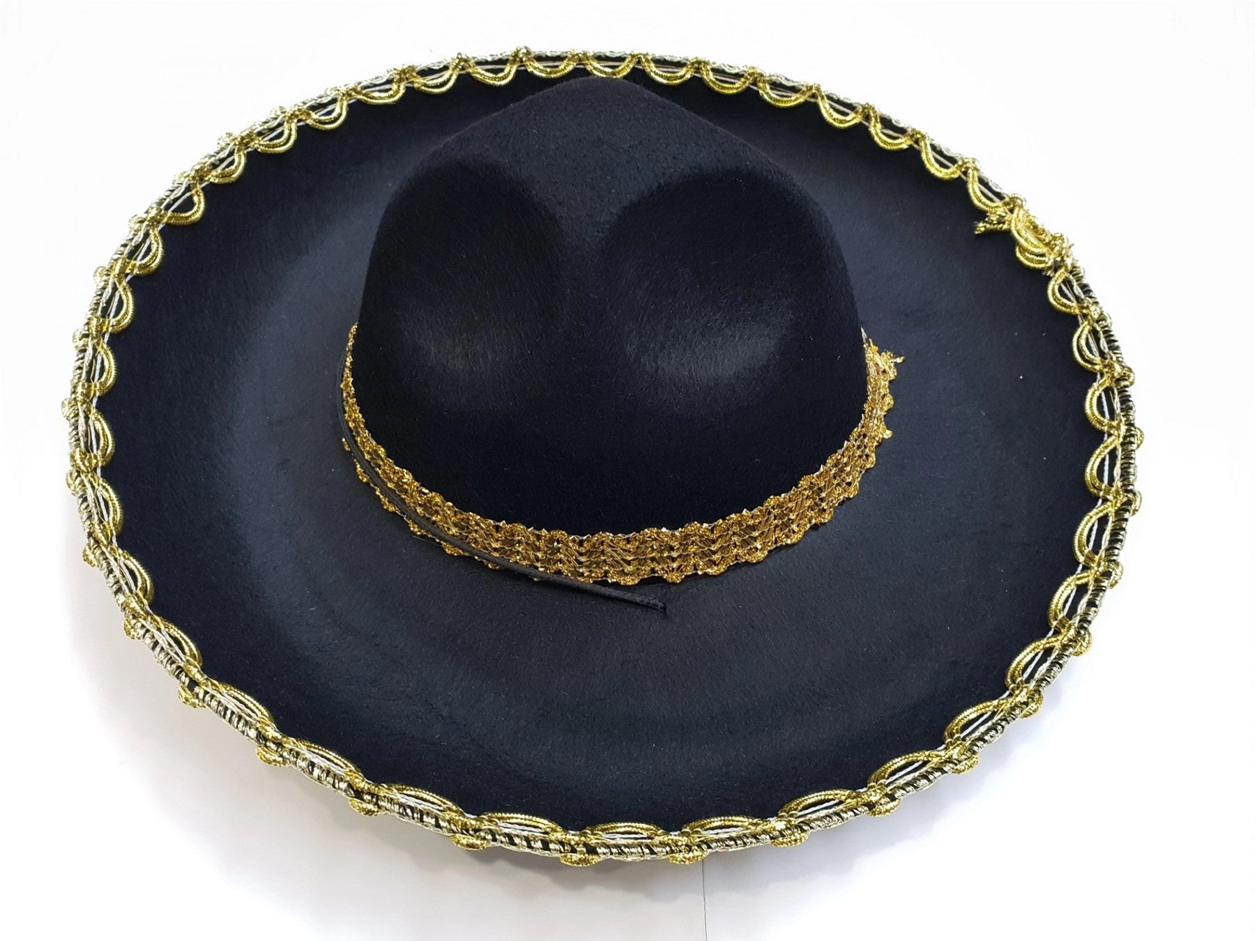 Mey İthalat® Altın Renk Şeritli Meksika Mariachi Latin Şapkası 55 cm Çocuk