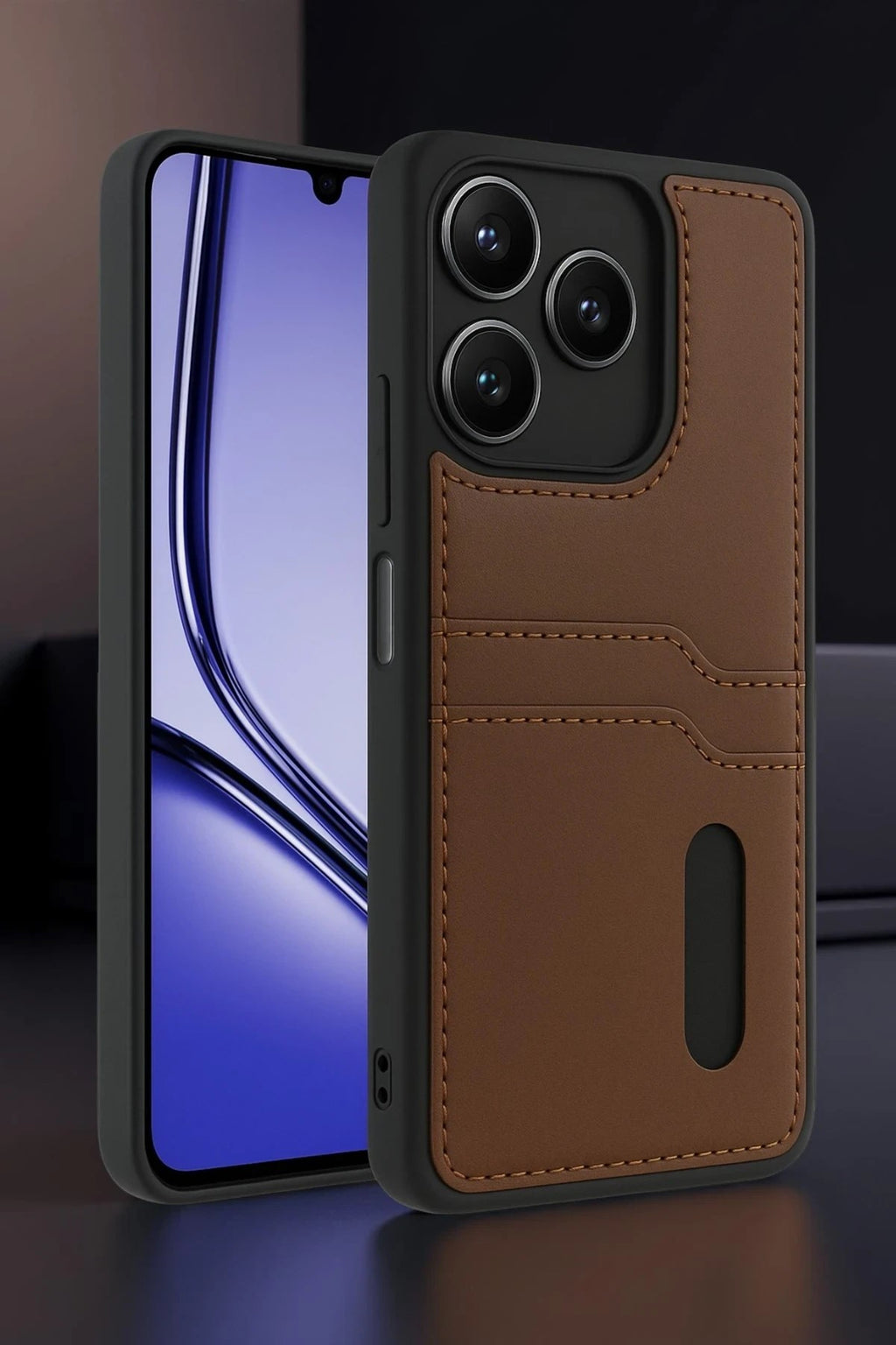 Mey İthalat® Realme Note 50 4G Kılıf Sara Kartvizitli Deri Kılıf - Kırmızı