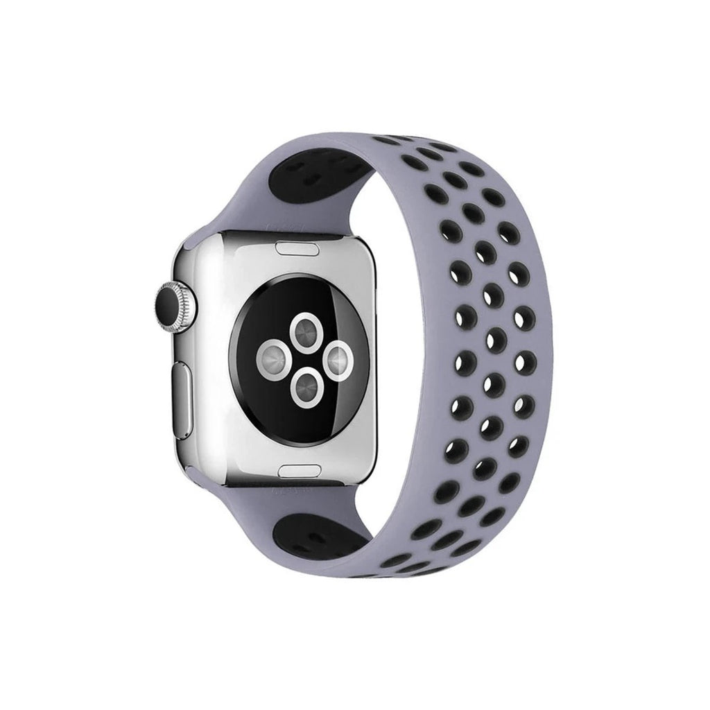 Mey İthalat® Watch 42mm Ayarlı Delikli Silikon Kordon - Gri-Siyah